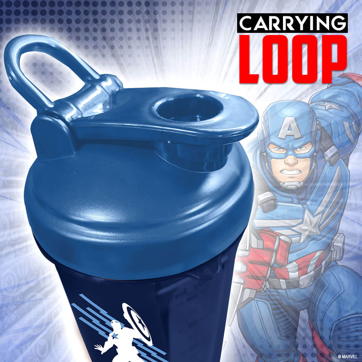buy powermax x marvel msb-6s-ca-blue (600ml) captain america marvel edition protein shaker bottle with single storage
