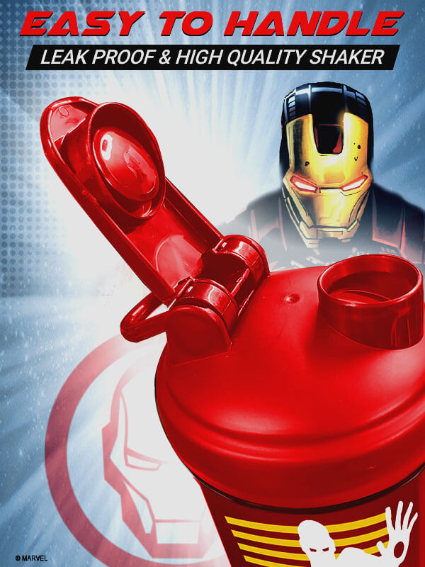 buy powermax x marvel msb-6s-im-red (600ml) ironman marvel edition protein shaker bottle with single storage