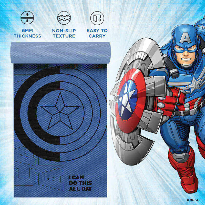 buy powermax x marvel yp6-1.2 captain america pvc yoga mat with bag for gym workout