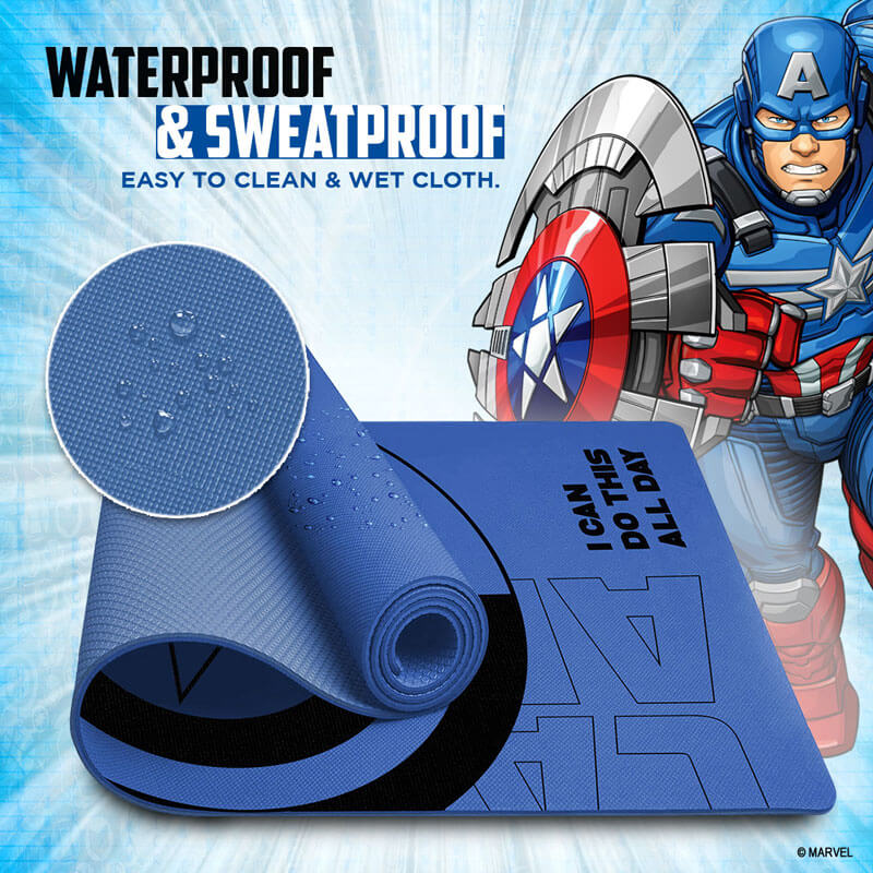 buy powermax x marvel yp6-1.2 captain america pvc yoga mat with bag for gym workout