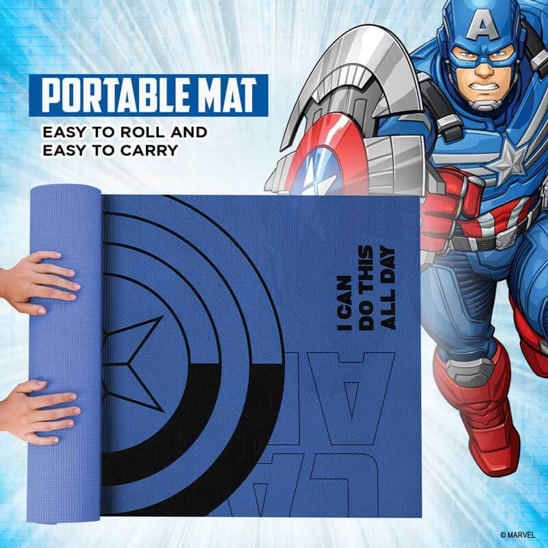 buy powermax x marvel yp6-1.2 captain america pvc yoga mat with bag for gym workout