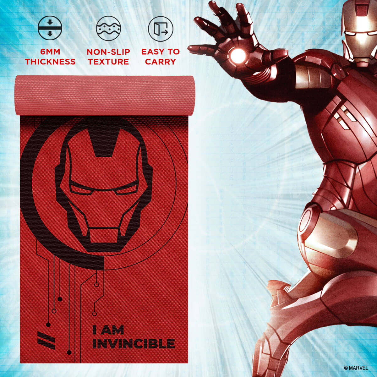 buy powermax x marvel yp6-1.3 ironman pvc yoga mat with bag for gym workout