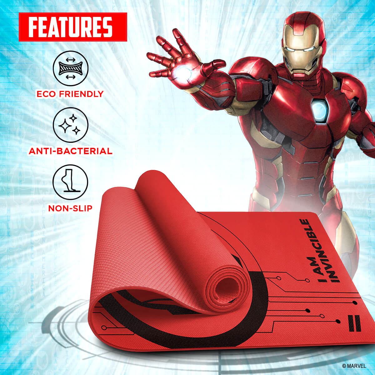 buy powermax x marvel yp6-1.3 ironman pvc yoga mat with bag for gym workout