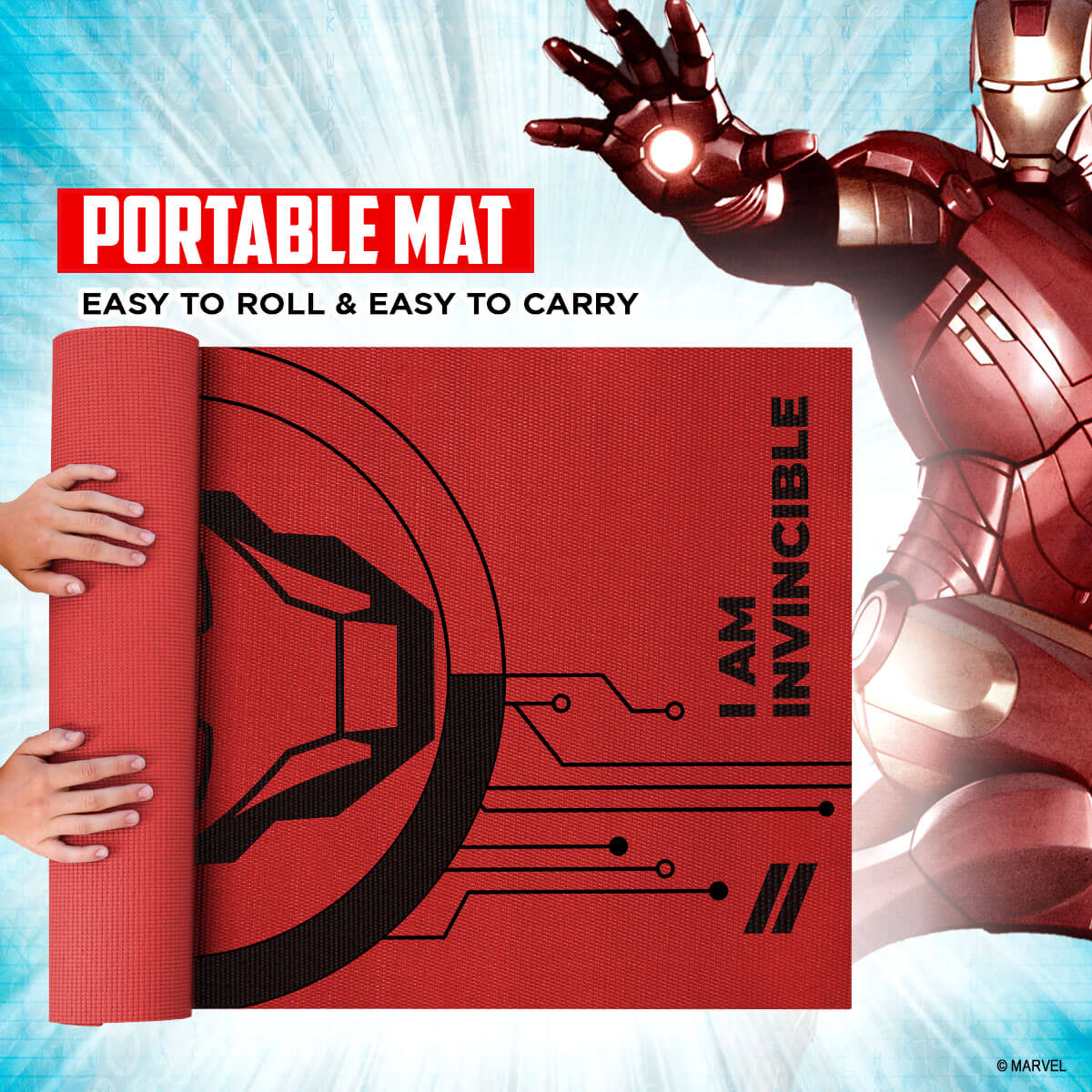 buy powermax x marvel yp6-1.3 ironman pvc yoga mat with bag for gym workout
